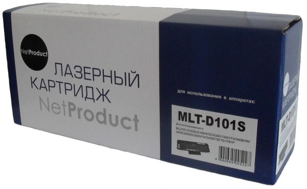 Картридж NetProduct (N-MLT-D101S) для Samsung ML-2160/2162/2165/2166W/SCX3400, 1,5K